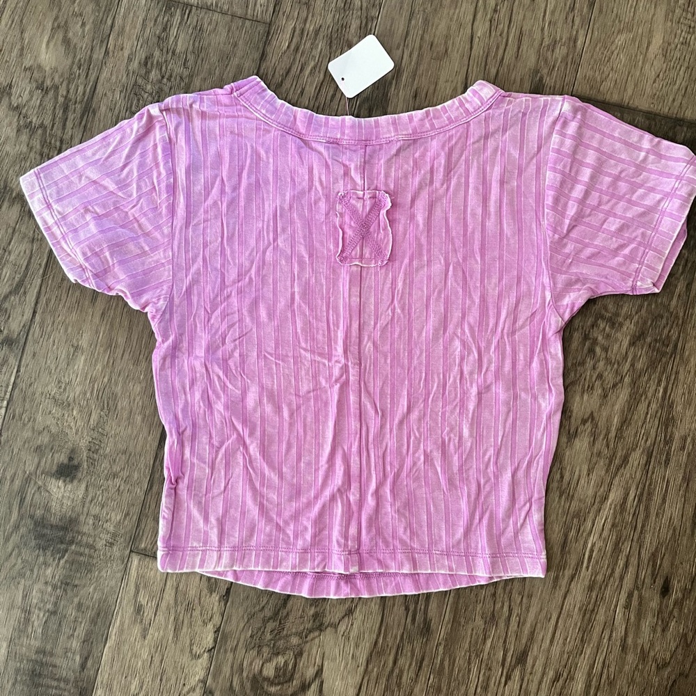 Zenana Purple Ribbed Crop Top - Picture 3 of 3